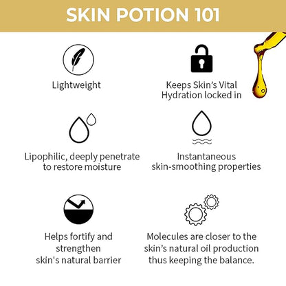 Nykaa Naturals Skin Potion Facial Oil, 24K Gold, 1.01 oz - Boosts Collagen - Hydrating Face Oil for Dry Skin - Fragrance-Free - All Skin Types