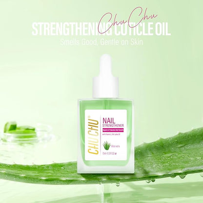 CHUCHU Nail Strengthener - Aloe Vera Nail Repair Growth Moisturizing Treatment - Natural Jojoba Vitamin B & E Cuticle Oil for Dry Cracked Nails
