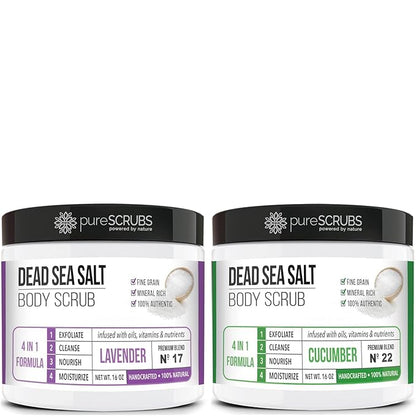 pureSCRUBS Lavender Dead Sea Salt Scrub + Cucumber Body Scrub