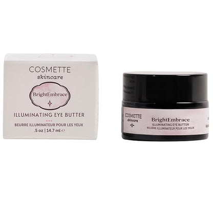 Cosmette Bright Embrace Vitamin B3 Eye Cream, Vegan Under Eye Butter for Protection & Hydration With Marula & Plum Oils, Gentle Serum for Sensitive Skin, Natural Skincare, 0.5 FL Oz