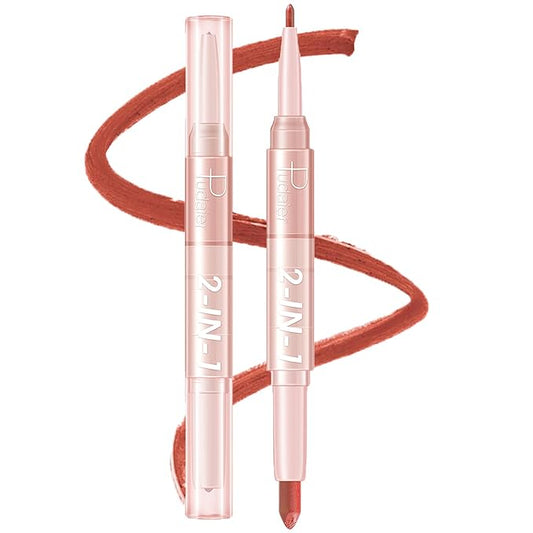 MIELIKKI Lip Liner and Lipstick Makeup Set, 2-in-1 Double Head Lipstick, Highly Pigmented Matte Lip Crayon, Long Lasting, Waterproof, Nonstick Cup, Lip Makeup Gift, 07