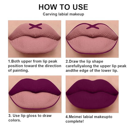 BINGBRUSH 2 Colors Liquid Matte Lipstick and Lipliner Set, Rose Red Purple Lip Tint 24 Hour Waterproof Velvet Nonstick Cup Lipgloss Lip Stain Pigmented Lip Makeup Gift Set 01&02