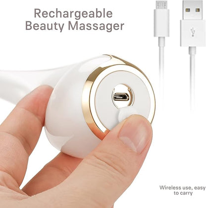 Ms.W 3-in-1 Beauty Massager for Face and Neck, Facial Massager with Heat, Vibration and Led, Electric Face Massager for Skin Improve, Smooth, Firm