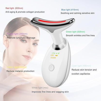 Face and Neck Massager Tools, Portable Facial Beauty Device,Facial Massager with 7 Color LED Lights for Skin Care