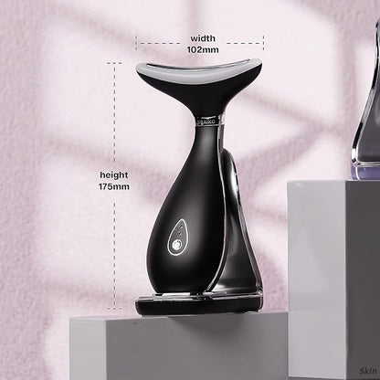 Lily Neck Face Massager, Skin Rejuvenation Beauty Massager, 3-in-1 at-Home Facial Spa Tool, Lifting, Toning and Tightening for a Radiant Appearance (Space Black)