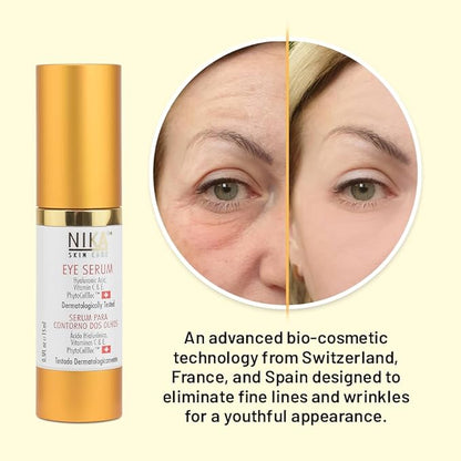 SKIN CARE - Eye Serum with Vitamin C & E, Hyaluronic Acid, Caffeine, and Swiss Apple Stem Cells - Day & Night