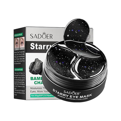 Eye Mask, Under Eye Patches 30 Pairs- Dark Circles, Puffy Eyes Treatments–Reduce Wrinkles and Fine Lines, Hydrating and Anti-Wrinkle Effect Under-Eye Patches with Hyaluronic Acid and Collagen (Bamboo Chartcoal)
