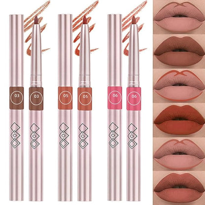 3pcs Matte Brown Retractable Lip Liner Pencil Lipstick Long