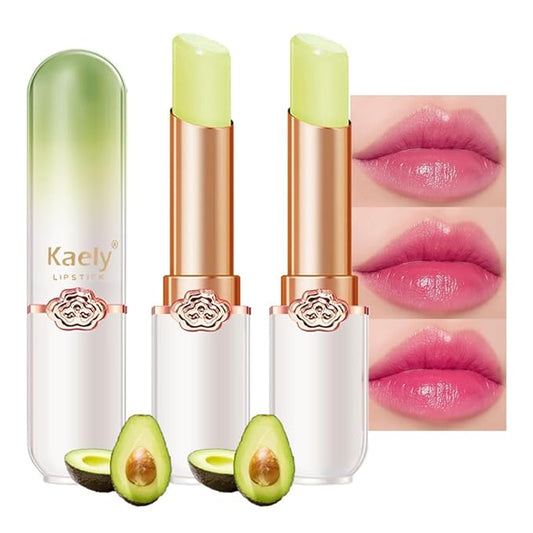 Kaely 2Pcs Avocado Tinted Lip Balm,PH Lipstick Color Changing Makeup Sets,Light Pink Lip Tint Gloss,Korean Lip Stain Lips Color Change Long Lasting Waterproof,labiales magicos 24 horas originales