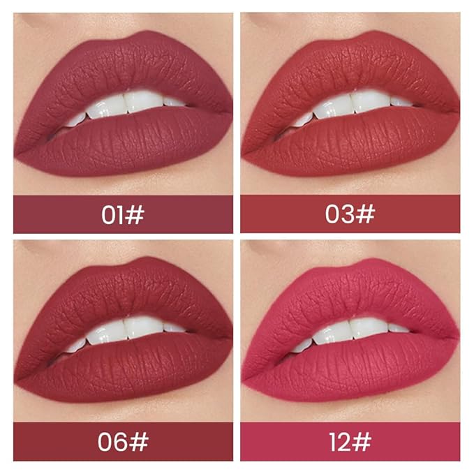 4Pcs Velvet Matte Liquid Lipstick Lipgloss Makeup Sets,Red Lipgloss