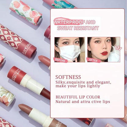 Matte Nude Lipstick,Nudes Paper Tube Lipsticks Smooth Velvety Lip Gloss, Long Lasting Lip Stick Non-Stick Cup Amber Lip Stick,Senior Matte Lip Makeup Gifts for Women and Girls (#01 Transparent )
