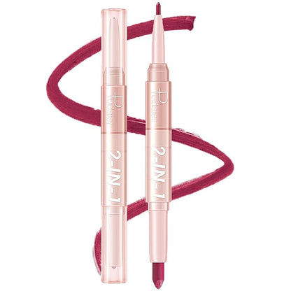 MIELIKKI Lip Liner and Lipstick Makeup Set, 2-in-1 Double Head Lipstick, Highly Pigmented Matte Lip Crayon, Long Lasting, Waterproof, Nonstick Cup, Lip Makeup Gift, 16