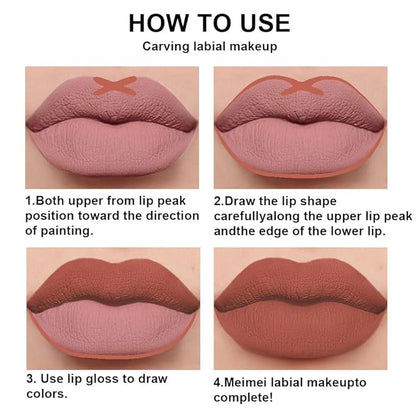 BINGBRUSH 2 Colors Liquid Matte Lipstick and Lipliner Set, Nude Lip Tint 24 Hour Waterproof Velvet Nonstick Cup Lipgloss Lip Stain Pigmented Lip Makeup Gift Sets for Girls and Women Labiales33&34
