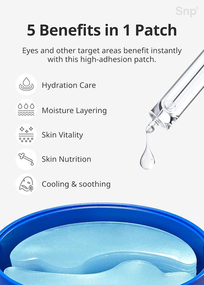 SNP [K Beauty Bird's Nest Aqua Moisturizing Eye Patch | Hydrating and Cooling for All Skin Types | Maximum Hydration Eye Patches | Korean Skincare Eye Mask | 60 Patches