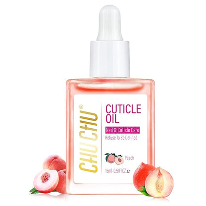 CHUCHU Organic Cuticle Oil for Nails: Peach Jojoba Nail Oil with Vitamin B & E - Moisturizes Repairs and Promotes Nail Growth - Prevents Dryness Hangnails and Chapped Skin 15ML