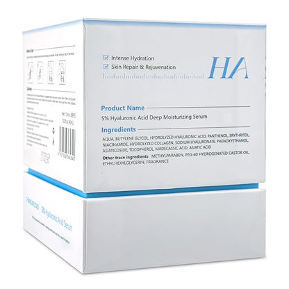 60 Pcs 5% Hyaluronic Acid Serum Ultra-Hydrating Vials, Hyaluronic Acid Tubes, Wake Nature Perfection Hyaluronic Serum, Single-Use Ultra-Hydrating Essence for Face