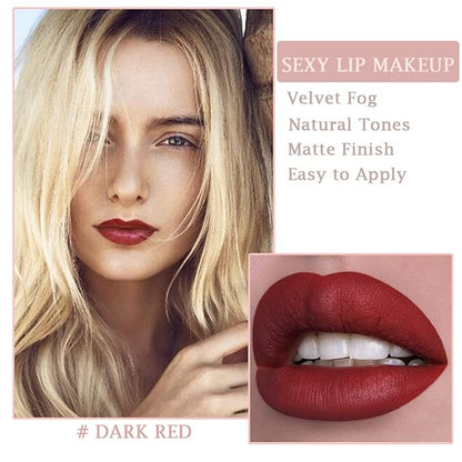 Matte Nude Lipstick,Nudes Paper Tube Lipsticks Smooth Velvety Lip Gloss, Long Lasting Lip Stick Non-Stick Cup Amber Lip Stick,Senior Matte Lip Makeup Gifts for Women and Girls (#08 Dark Red)
