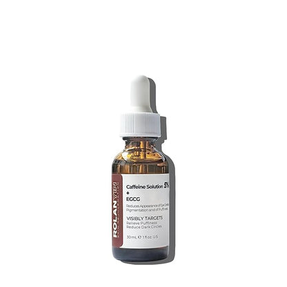 ROLANYIN Caffeine Solution 5% + EGCG Eye Serum for Puffiness Reduction Dark Circle Treatment Hydrating Firming and Soothing Anti Aging Nourishing Formula Eye Skin Care 1 Fl.Oz