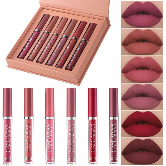Lipstick Matte Lipstick Liquid Makeup Set, 6Pcs Long-Lasting Long-Lasting