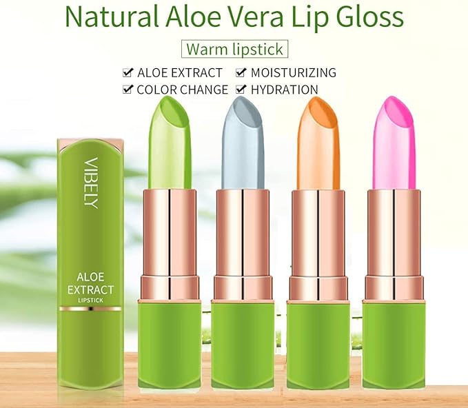 Dulele 3 Colors Hydrating Aloe Vera Lipsticks, Magic Temperature Color Changing Long Lasting Lip Balm Set, Organic Moisturizing Crystal Jelly Lip Tint Balm