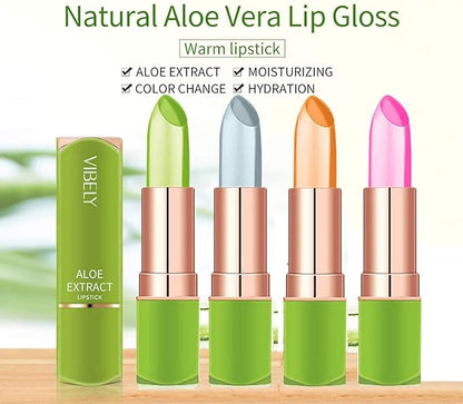 Dulele 3 Colors Hydrating Aloe Vera Lipsticks, Magic Temperature Color Changing Long Lasting Lip Balm Set, Organic Moisturizing Crystal Jelly Lip Tint Balm
