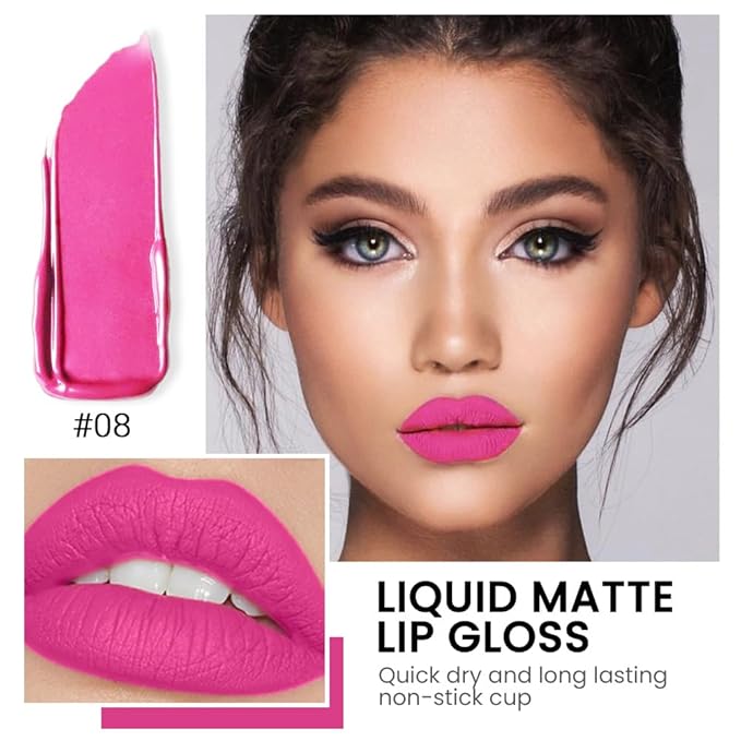 4Pcs Velvet Matte Liquid Lipstick Makeup Sets,Purple Brown High