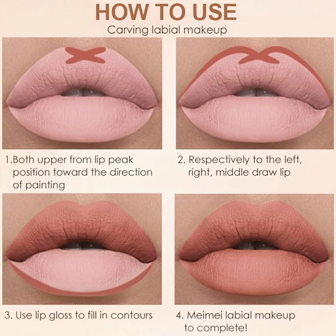 3pcs Matte Brown Retractable Lip Liner Pencil Lipstick Long
