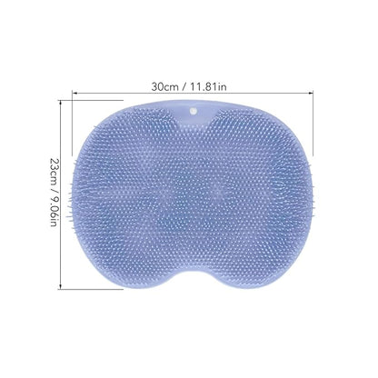 Silicone Foot & Body Scrubber with 75 Non Slip Suction Cups for Shower, Flat Shower Back Scrubber Wall Mounted Foot Scrubber for Shower Floor, Foot Massage Mat to Eliminate Dead Skin (Blue)