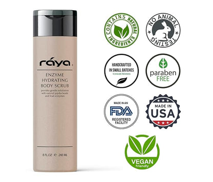 RAYA Enzyme Hydrating Body Scrub 8 oz Orange Vanilla Scent (S-104) | Gentle and Exfoliating Body Scrub | Made with Seaweed, Jojoba Beads, and Fruit Enzymes