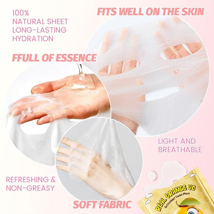 Kaely 10 Pack Orange Face Masks for Kids, Kids Face Mask Spa Day kit Supplies, Spa Party Favors for Teens Girls Women, Sheet Facial Mask Skincare Gifts Set, Moisturize Soothe for All Skin Types, 05