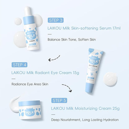 Skin Care Set, Skin Care Routine Kit for Women, Skincare Gift Set, Travel Size Toiletries with Milk Cleanser, Toner, Serum, Eye Cream, Face Cream Mother's Day Christmas Birthday Daughter Wife