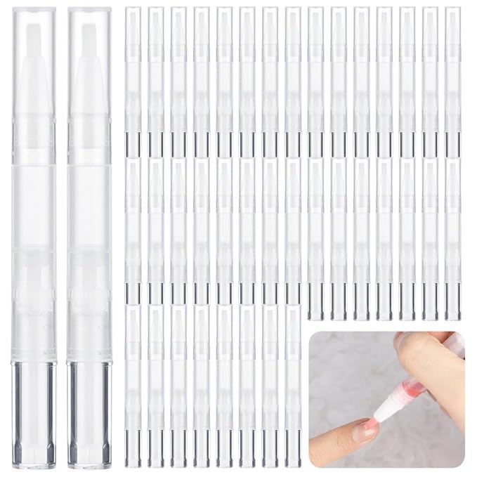 100PCS Empty Cuticle Oil Pen Refillable Transparent Twist Pens 3ml, Empty Nail Oil Pen with Brush Tip, Eyelash Growth Liquid Tube, Cosmetic Lip Gloss Container Applicators