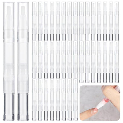 100PCS Empty Cuticle Oil Pen Refillable Transparent Twist Pens 3ml, Empty Nail Oil Pen with Brush Tip, Eyelash Growth Liquid Tube, Cosmetic Lip Gloss Container Applicators