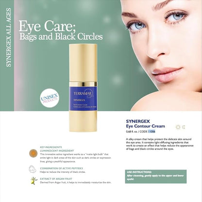 Terramar SYNERGEX Eye Contour Cream - Reduces Dark Circles, Smooths Fine Lines & Wrinkles, Hydrating Firming Anti-Aging Cream for Eyes