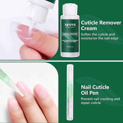 Cuticle Remover Kit - Cuticle Remover Cream & Cuticle Oil Pen for Soften Moisturize, Cuticle Trimmer/Nipper, Cuticle Pusher and Nail Cotton Pads for Professional Manicure, Gifts for Women
