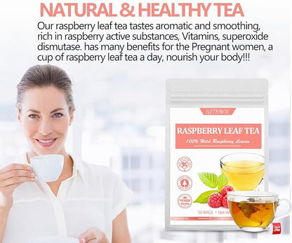 Premium 50 Red Raspberry Leaf Tea Bags, Made with 100% Natural Red Raspberry Leaves,Natural Pregnancy & Help Childbirth & Support Menstrual, No Additives & Caffeine Free.