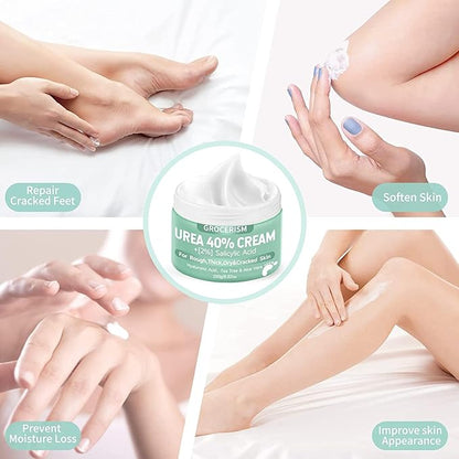 Urea Cream 40 Percent For Feet Plus 2% Salicylic Acid 8.82 oz || Foot Cream and Hand Cream Maximum Strength with Hyaluronic Acid, Tea Tree,and Aloe Vera for Deep Moisturizes, Callus Remover and Soften