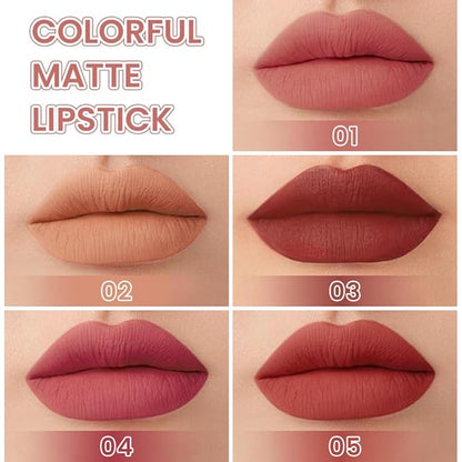evpct 5Pcs Mauve Orange Brown Rose Dark Ruby Red Matte Velvet Lipstick Set for Women Waterproof Long Lasting Smudge Proof Lip Stain Makeup 24 hour Lip Stain Makeup matte lipstick 24 hours original