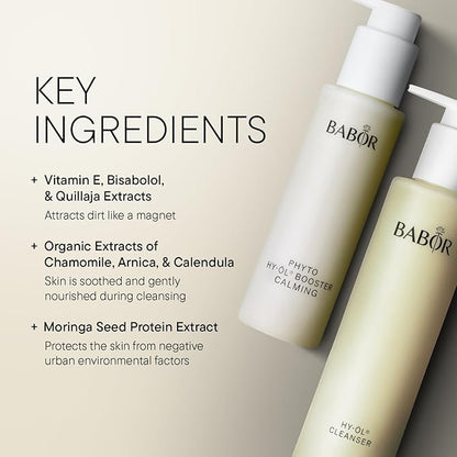 BABOR HY-OL Cleanser & Phyto HY-OL Booster Calming Set, Double Cleansing, Oil Cleanser and Makeup Remover Oil, Soothe & Support Skin Barrier, Sensitive Skin