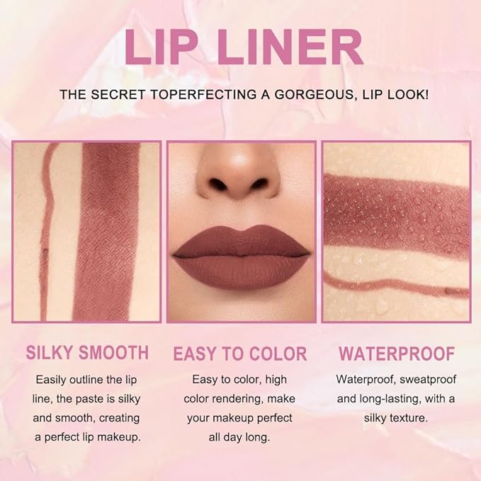 evpct 1Pcs Dark Brown Lip Liner and Lipstick