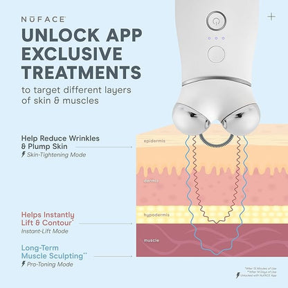 NuFACE TRINITY+ Microcurrent Facial Device, Wrinkle Reducer + Effective Lip & Eye Attachment - FDA Cleared Face Toning Device for Targeted Treatment + Microcurrent Gel Activator & Silk Creme