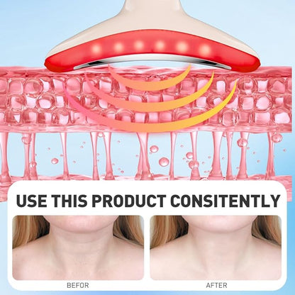 7 Color Facial Massager, 3 Modes Face Sculpting Tool, Vibrating Neck Face Massager with Thermals (Nude)
