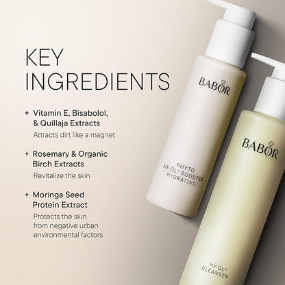 BABOR HY-OL Cleanser & Phyto HY-OL Booster Hydrating Set, Double Cleansing, Oil Cleanser and Makeup Remover Oil for Dull, Dry Skin