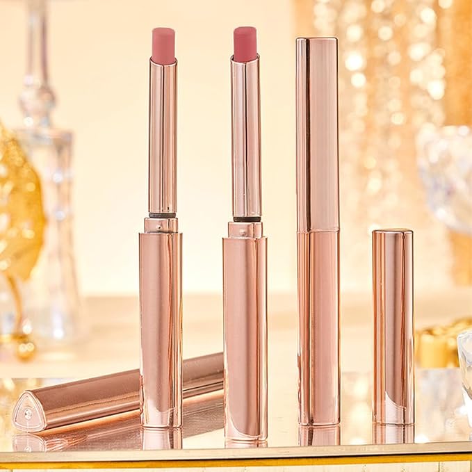 2 Pcs Brown Nude Lipstick Matte Sets,Velvet Lipstick Long