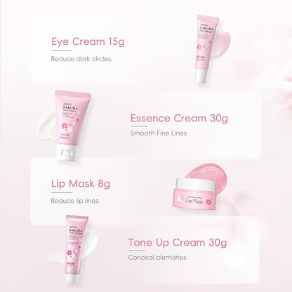 Sakura Skincare Set for Teen Girls, Complete 34PCS Face Care Kit, Christmas Pamper Gift Set for Women & Teenage Girls, Hydrating & Nourishing Travel-Friendly Daily Facial Skincare Routine