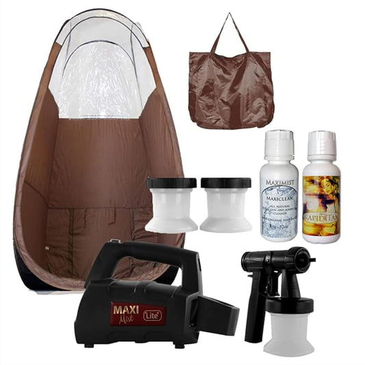 MaxiMist Spray Tan Machine with Tent - HVLP Airbrush Tanning Kit & Booth, Sunless Spray Tan Machine for Home, Maximist Lite Plus - Brown