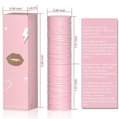 Kaely 2Pcs Lip Face Body Paint Stick,Eye Black Stick,Halloween Cosplay Birthday Party Clown Makeup Sets,Easy to Color,Black Matte Lipstick Set,labiales magicos 24 horas originales