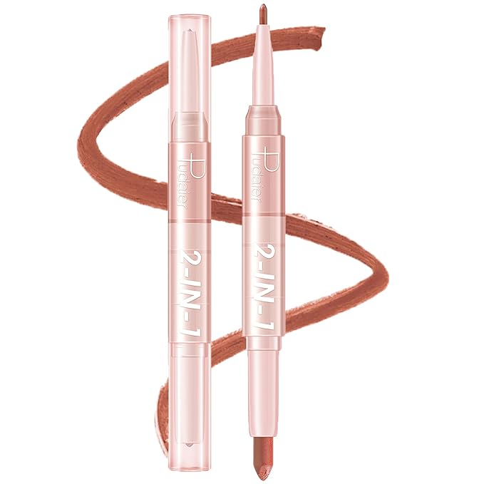 MIELIKKI Lip Liner and Lipstick Makeup Set, 2-in-1 Double Head Lipstick, Highly Pigmented Matte Lip Crayon, Long Lasting, Waterproof, Nonstick Cup, Lip Makeup Gift, 05