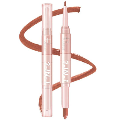 MIELIKKI Lip Liner and Lipstick Makeup Set, 2-in-1 Double Head Lipstick, Highly Pigmented Matte Lip Crayon, Long Lasting, Waterproof, Nonstick Cup, Lip Makeup Gift, 05
