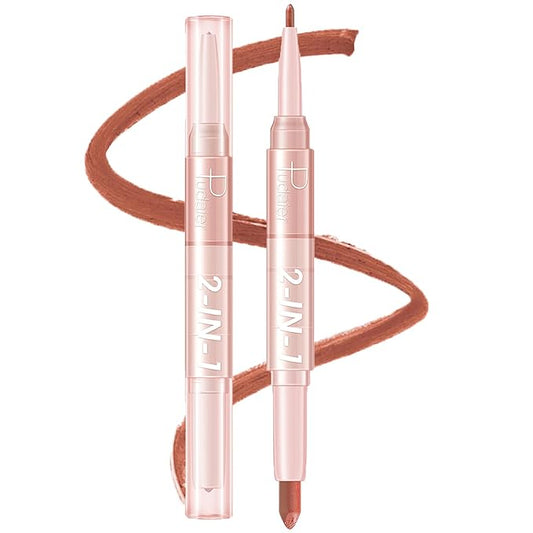 MIELIKKI Lip Liner and Lipstick Makeup Set, 2-in-1 Double Head Lipstick, Highly Pigmented Matte Lip Crayon, Long Lasting, Waterproof, Nonstick Cup, Lip Makeup Gift, 05